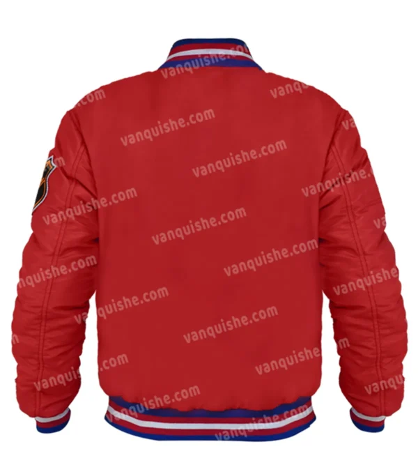 80’s Montreal Canadiens Red Satin Varsity Jacket Back