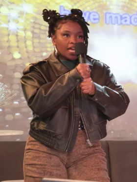 Abbott Elementary S04 Courtney Taylor Black Leather Jacket