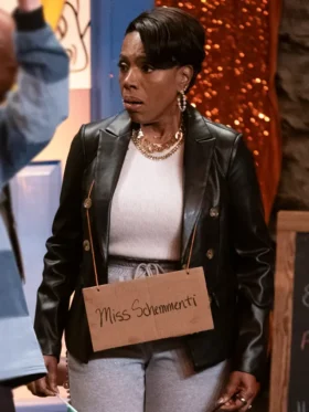 Abbott Elementary S04 Sheryl Lee Ralph Black Leather Blazer