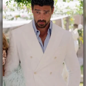 Another Simple Favor 2025 Michele Morrone White Blazer Back