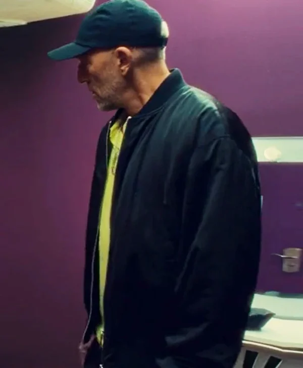 Banger 2025 Vincent Cassel Black Bomber Jacket Back