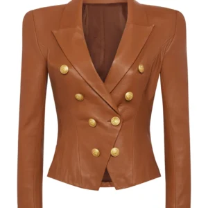 Beyond the Gates S01 Karla Mosley Leather Blazer