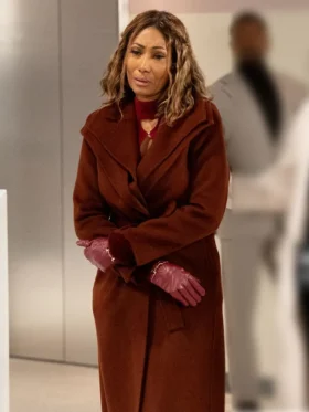 Beyond the Gates S01 Trisha Mann Brown Coat Side