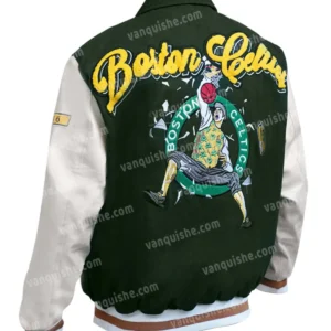 Boston Celtics Varsity Letterman Wool Jacket Back Look