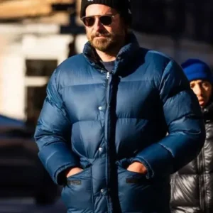 Bradley Cooper New York City 2025 Blue Puffer Jacket
