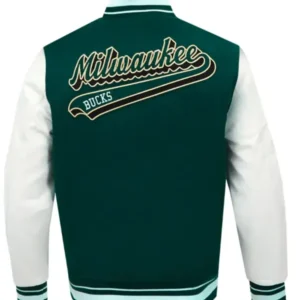 Buy Classic Rib Milwaukee Bucks Script Tail Varsity Jacket on sale
