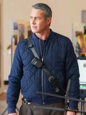 Chicago Fire S13 Taylor Kinney Blue Quilted Jacket