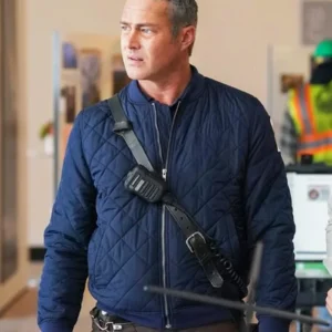 Chicago Fire S13 Taylor Kinney Blue Quilted Jacket
