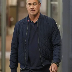 Chicago Fire S13 Taylor Kinney Blue Quilted Jacket Side