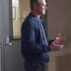 Chicago Fire S13 Taylor Kinney Blue Quilted Bomber Jacket