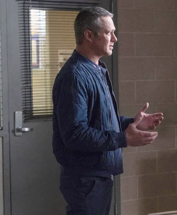 Chicago Fire S13 Taylor Kinney Blue Quilted Bomber Jacket