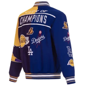 City of Champions Los Angeles Lakers and Dodgers Bomber Jacket For Sale