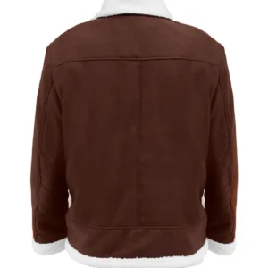 Classic Brown Shearling Suede Leather Jacket Back
