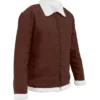 Classic Brown Shearling Suede Leather Jacket Side Look