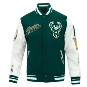 Classic Rib Milwaukee Bucks Script Tail Varsity Jacket