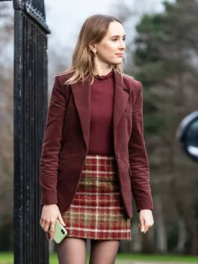 Code Of Silence S01 Rose Ayling-Ellis Maroon Blazer Side