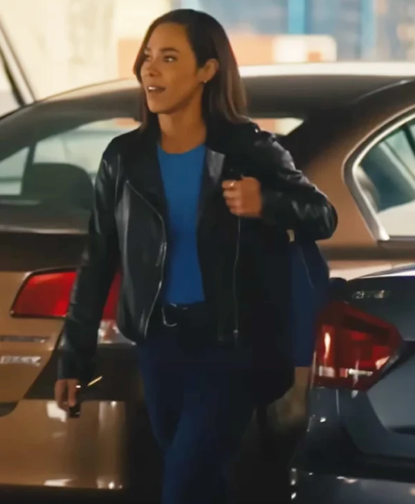 Countdown S01 Jessica Camacho Black Leather Jacket Side