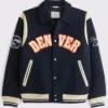 Denver Broncos Varsity Bomber Navy Blue Jacket