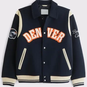 Denver Broncos Varsity Bomber Navy Blue Jacket