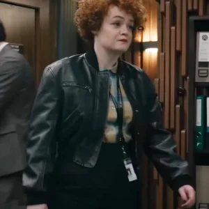 Dept. Q S01 Leah Byrne Black Bomber Leather Jacket