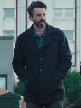 Dept. Q S01 Matthew Goode Black Wool Coat