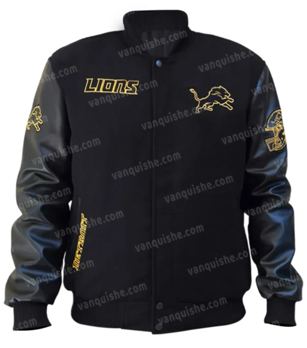 Detroit Lions Wool Black Varsity Jacket