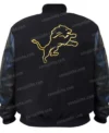 Detroit Lions Wool Black Varsity Jacket Back