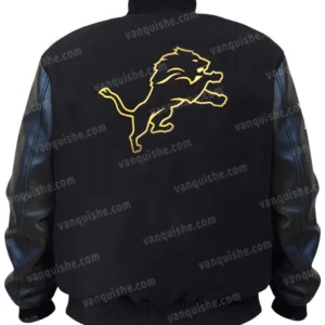 Detroit Lions Wool Black Varsity Jacket Back