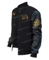 Detroit Lions Wool Black Varsity Jacket Side Look