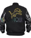 Detroit Lions Wool Black Varsity Jacket back