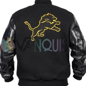 Detroit Lions Wool Black Varsity Jacket back