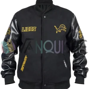 Detroit Lions Wool Black Varsity Jacket front