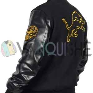 Detroit Lions Wool Black Varsity Jacket left back