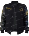Detroit Lions Wool Black Varsity Jacket on Sale