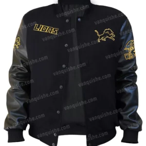 Detroit Lions Wool Black Varsity Jacket on Sale