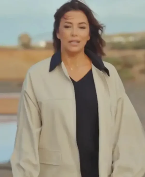 Eva Longoria Searching for Spain S01 Eva Longoria Beige Jacket Side
