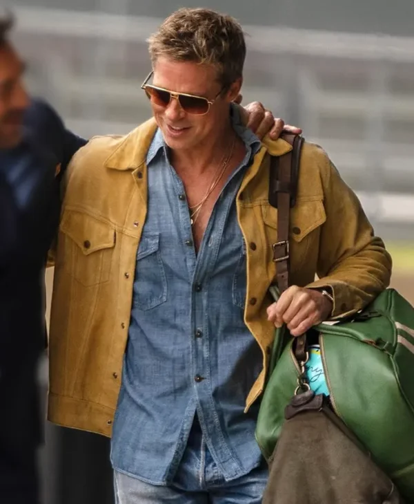 F1 The Movie 2025 Brad Pitt Brown Suede Jacket