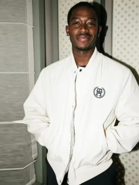 F1 The Movie 2025 Damson Idris White Bomber Jacket Side