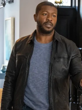 FBI Most Wanted S06 Edwin Hodge Black Leather Jacket Side