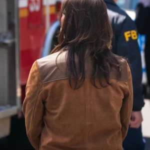 FBI S07 Missy Peregrym Brown Suede Jacket Front