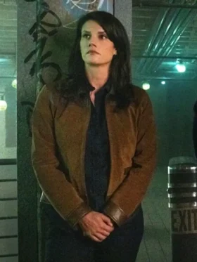 FBI S07 Missy Peregrym Brown Suede Jacket Front