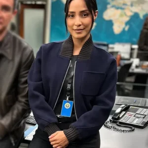 FBI S07 Emily Alabi Blue Bomber Jacket Side