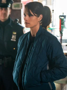 FBI S07 Missy Peregrym Blue Quilted Jacket