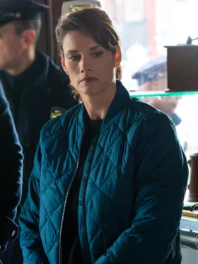 FBI S07 Missy Peregrym Blue Quilted Jacket Side