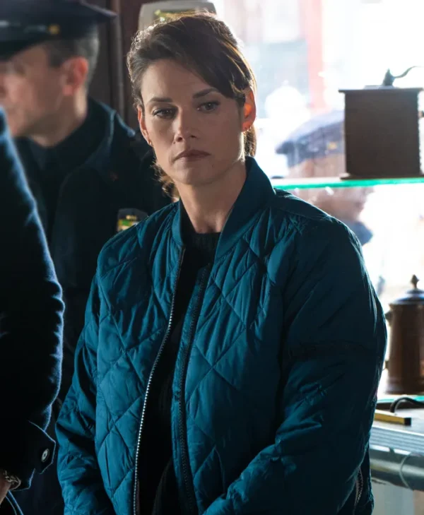FBI S07 Missy Peregrym Blue Quilted Jacket Side
