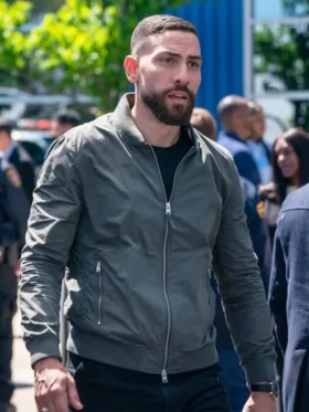 FBI S07 Zeeko Zaki Grey Bomber Jacket Side