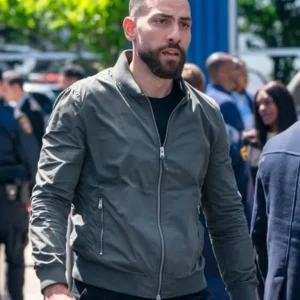 FBI S07 Zeeko Zaki Grey Bomber Jacket Side
