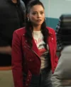 Found S02 Gabrielle Walsh Red Leather Jacket Front