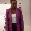 Found S02 Shanola Hampton Purple Leather Blazer Front