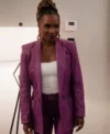 Found S02 Shanola Hampton Purple Leather Blazer Front